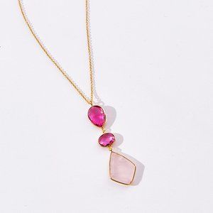 18K Pink Rose Onyx Necklace